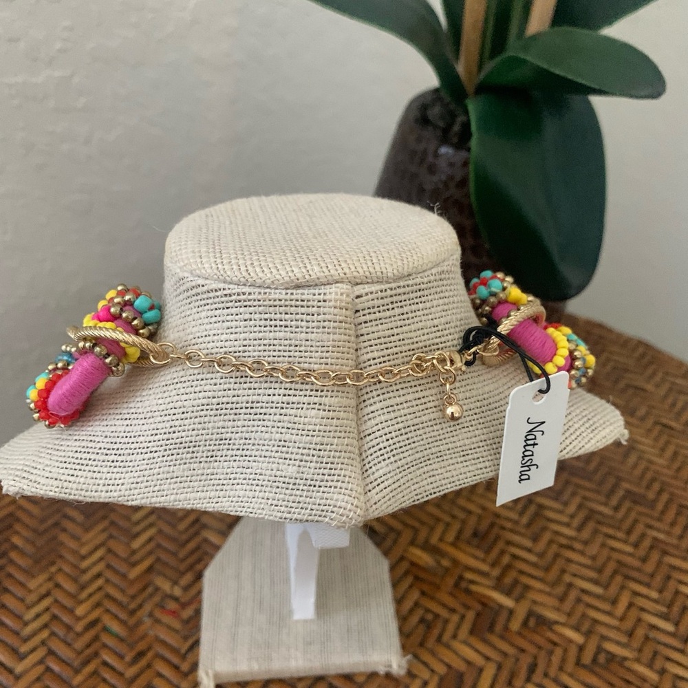 NWT Natasha Whimsical Candy Pink Gold Beaded Necklace - Picture 7 of 7